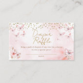 Roze Vlinder Baby shower Luier Raffle Informatiekaartje (Voorkant)