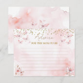 Roze Vlinder Baby shower Meisje Advies voor mama Informatiekaartje (Voorkant / Achterkant)