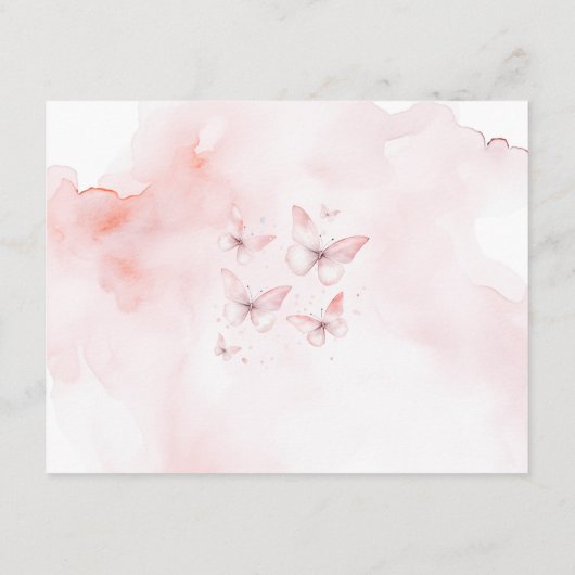 Roze Vlinder Baby shower Meisje Advies voor mama Informatiekaartje (Achterkant)