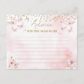 Roze Vlinder Baby shower Meisje Advies voor mama Informatiekaartje (Voorkant)