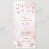 Roze Vlinder Baby shower Meisje Baby shower Menu (Voorkant / Achterkant)