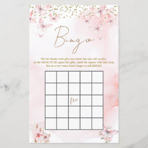 Roze Vlinder Baby shower Meisje Bingo Game