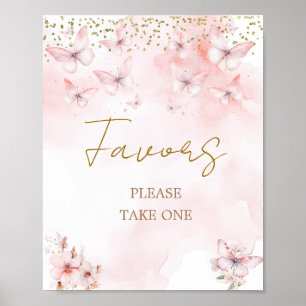 Roze Vlinder Baby shower Meisje Favorieten Teken Poster
