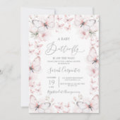 Roze Vlinder Baby shower Meisje Invitation Kaart (Voorkant)