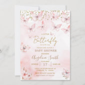 Roze Vlinder Baby shower Meisje Invitation Kaart (Voorkant)