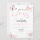 roze vlinder Baby shower meisje Kaart (Voorkant)