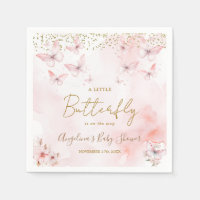 Roze vlinder Baby shower meisje papier