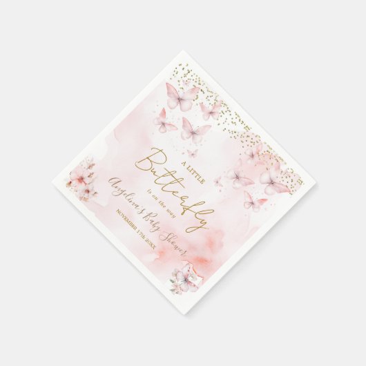 Roze vlinder Baby shower meisje papier Servet (Hoek)
