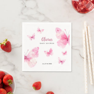 Roze Vlinder Baby Shower Servet