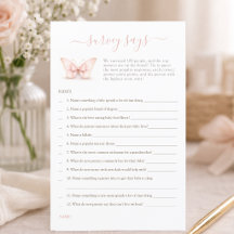 Roze Vlinder Baby Shower Spel Enquete Zegt Spel