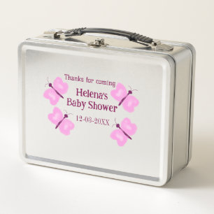 Roze vlinder Baby shower waterverf naam toevoegen