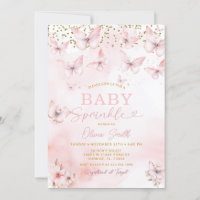 Roze Vlinder Baby Sprinkle Meisje Uitnodiging 