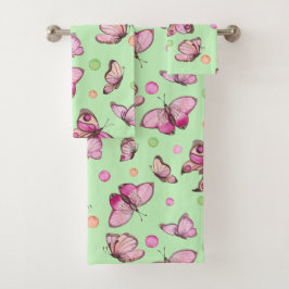 Roze Vlinder Badhanddoek Set Bad Handdoek
