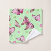 Roze Vlinder Badhanddoek Set Bad Handdoek (Wasdoekje)