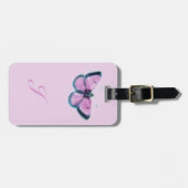 roze vlinder bagagelabel (Voorkant horizontaal)