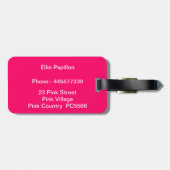 roze vlinder bagagelabel (Achterkant horizontaal)