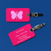 roze vlinder bagagelabel