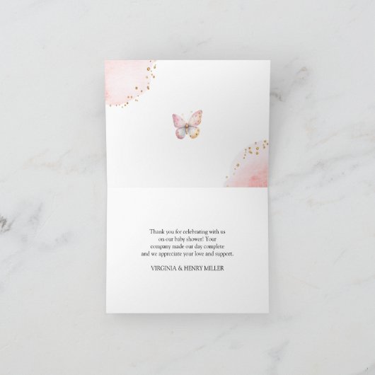 Roze vlinder bedankkaart (Binnen)