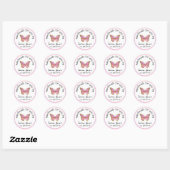 Roze vlinder bedrijf logo ronde sticker (Vel)