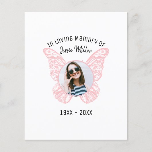 Roze vlinder | Begroting Fotoherdenkingsuitnodigin (Voorkant)