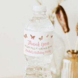 Roze vlinder Birthday Party Favor Water Bottle L Waterfles Etiket