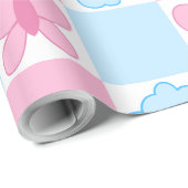 Roze vlinder & blauwe wolken inpakpapier (Rol Hoek)