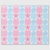 Roze vlinder & blauwe wolken inpakpapier (Vlak)