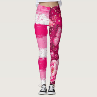 Roze Vlinder Bloem Leggings