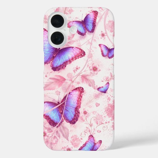 Roze vlinder bloem telefoonhoesje. Case-Mate iPhone case (Achterkant)