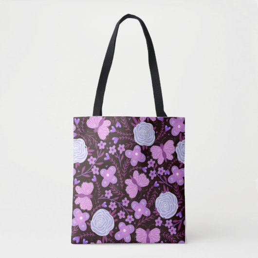 Roze vlinder bloem tote bag (Voorkant)