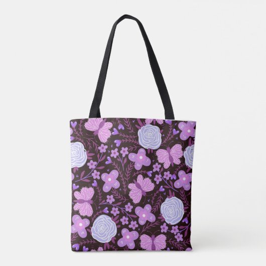 Roze vlinder bloem tote bag (Achterkant)