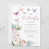 Roze Vlinder Bloemen Baby shower Kaart (Voorkant)
