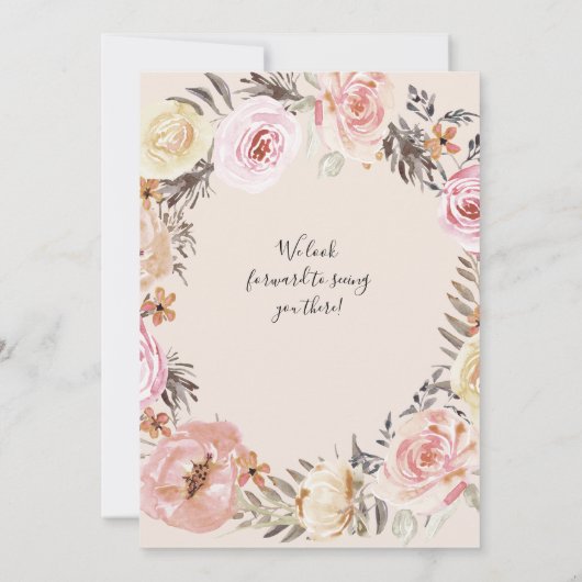 Roze Vlinder Bloemen Rustieke Houten Krans Baby Me Kaart (Achterkant)