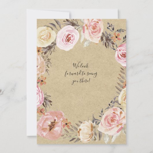 Roze Vlinder Bloemen Waterverf Krans Baby Meisje Kaart (Achterkant)