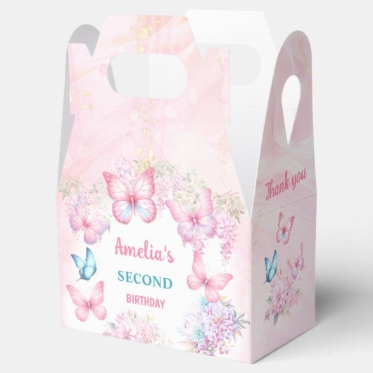 Roze Vlinder Bloemen Zomer Meisje Verjaardag Klein Bedankdoosjes (Geopend)