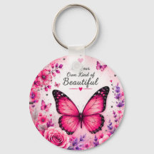 Roze Vlinder Bloemensleutelhanger Cadeau voor Haar