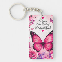 Roze Vlinder Bloemensleutelhanger Cadeau voor Haar