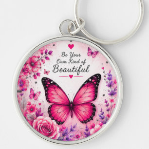 Roze Vlinder Bloemensleutelhanger Cadeau voor Haar Sleutelhanger