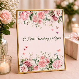 Roze Vlinder Bloemig Favoriet Tafelbord Poster