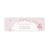 Roze Vlinder Bloemig Retouradres Label (Voorkant)