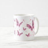 Roze Vlinder Bloemige Mok (Voorkant rechts)