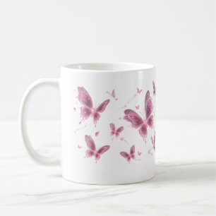 Roze Vlinder Bloemige Mok