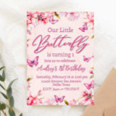 Roze Vlinder Bloemmeisje Verjaardag Kaart