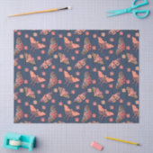 Roze Vlinder Bloempatroon op Midnight Blue Tissuepapier (Craft)
