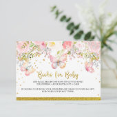 Roze vlinder Boeken voor Baby kaart (Staand voorkant)