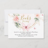 Roze vlinder Boeken voor baby kaart (Voorkant)
