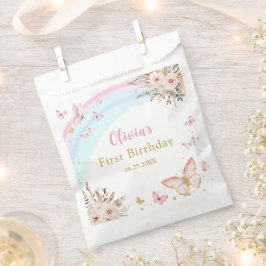 Roze Vlinder Boho Bloemen Verjaardag Favor Bag Bedankzakje