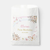 Roze Vlinder Boho Bloemen Verjaardag Favor Bag Bedankzakje (Voorkant)