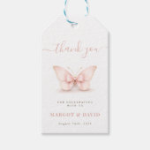 Roze Vlinder Boog Baby Shower Dank Je Cadeaulabel (Voorkant)