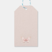 Roze Vlinder Boog Baby Shower Dank Je Cadeaulabel (Achterkant)